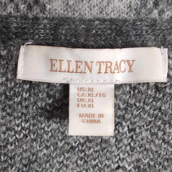 Ellen Tracy Women's Grey/Light Grey Acrylic/Wool Cardigan/Shawl, Size XL - Picture 3 of 6